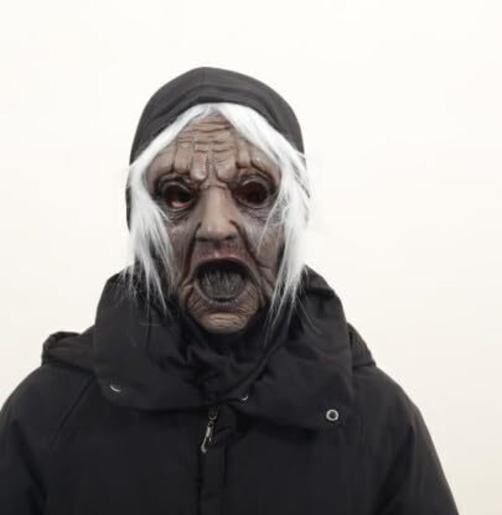 7830 Halloween Costume Masks One Size Old Lady Mask Black Face Pale Hair